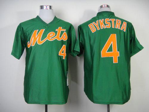 Mitchell And Ness 1985 Mets #4 Lenny Dykstra Green Throwback Stitched MLB Jersey - Click Image to Close